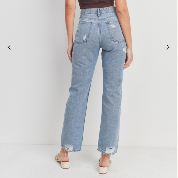 Just Black Denim Womens Bobbi Distressed Straight Size 24 High Rise Light Wash - Picture 3 of 7